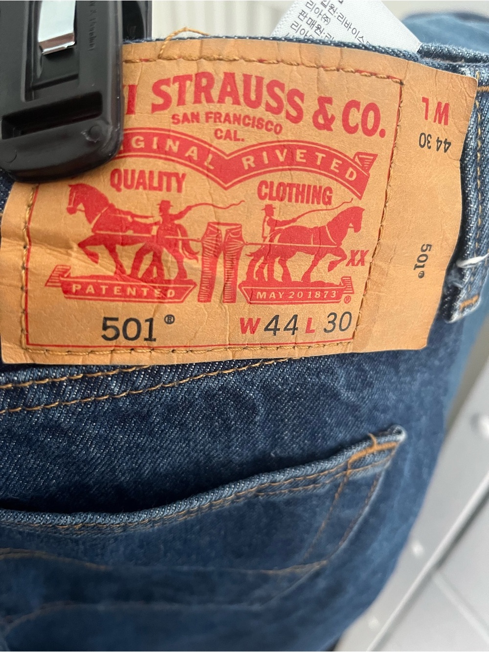 Men's 501 Straight Blue Jeans 44x30 - Picture 4 of 5